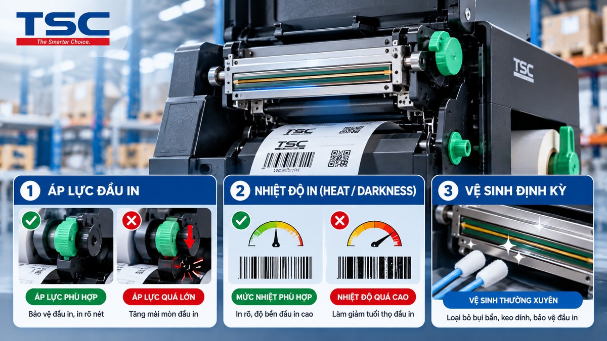 Áp lực nhiệt in và vệ sinh ảnh hưởng đến tuổi thọ đầu in