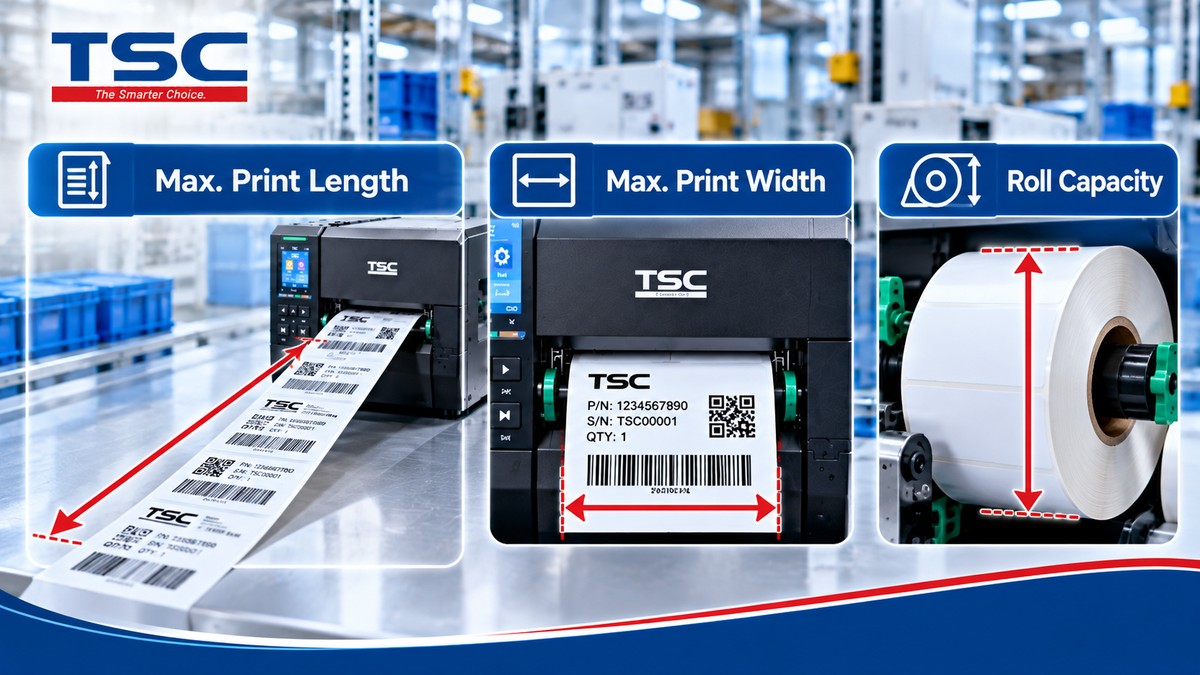 Phân biệt Max Print Length Max Print Width và Roll Capacity trên máy in TSC