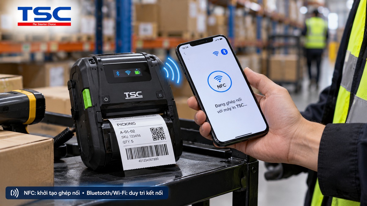 NFC Bluetooth và WiFi có vai trò khác nhau trên máy in di động TSC