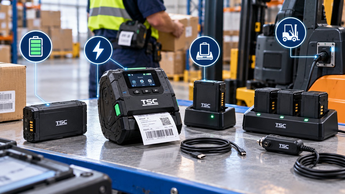 Phụ kiện pin dock sạc bộ sạc nhiều khe và nguồn xe cho máy in di động TSC