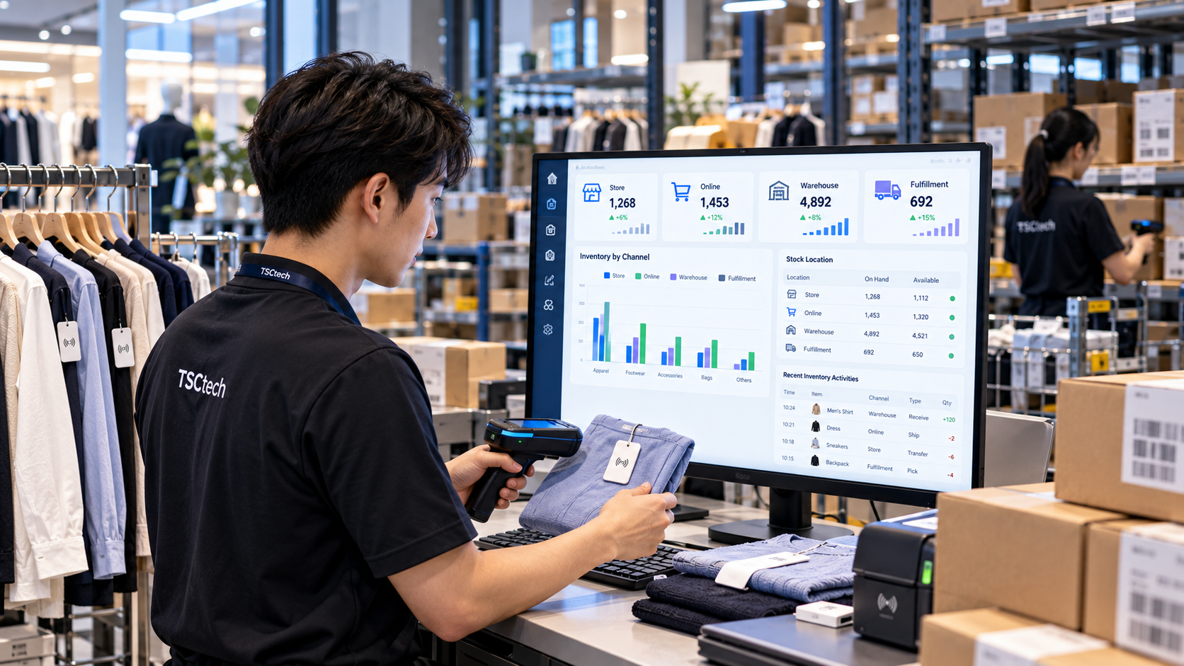 Theo dõi tồn kho bán lẻ đa kênh bằng RFID trên màn hình phần mềm quản lý