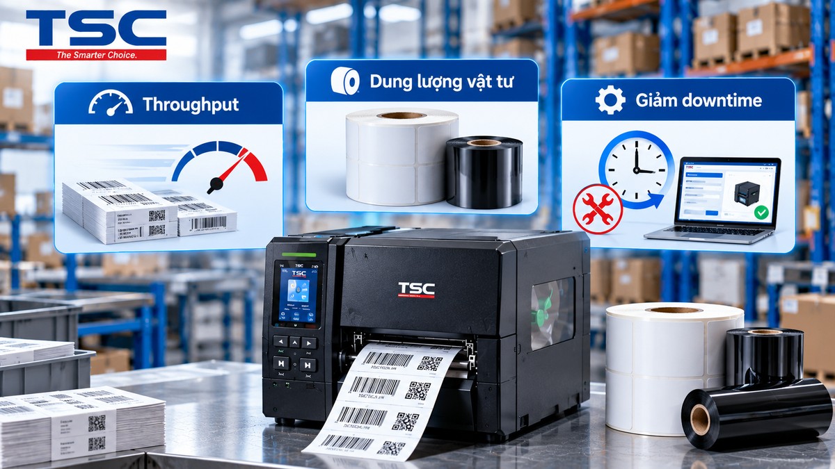 Các yếu tố throughput dung lượng vật tư và downtime khi chọn máy in công nghiệp
