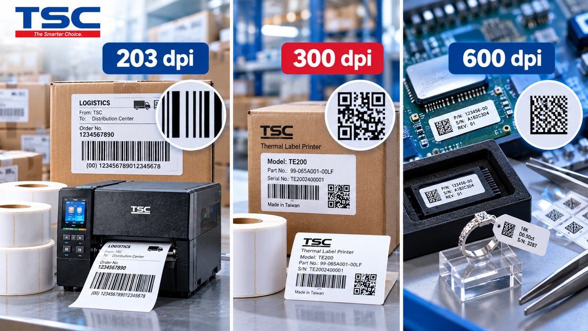 Ứng dụng của máy in mã vạch 203 dpi 300 dpi và 600 dpi